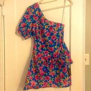 One shoulder summer floral dress